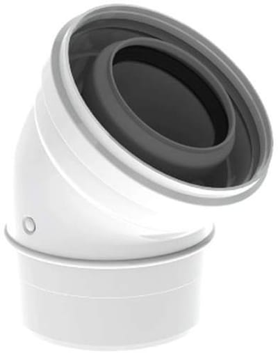 Burgerhout TwinSafe rookgasafvoerbocht Ø80/125mm 45 PP, concentrisch glad wit 400470886