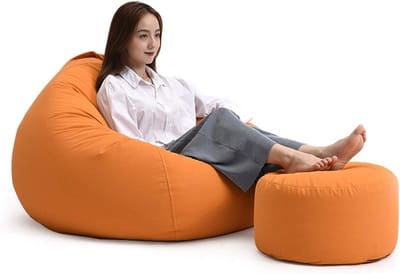 Zitzak Met Vulling - Luie Bank - Ontspannen Zitten - Afneembare Hoes - 90x110cm - Oranje