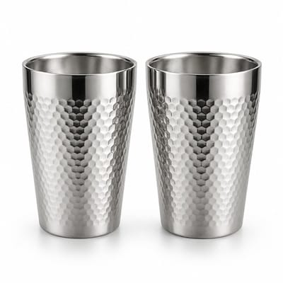 My Green Deal – RVS Luxe Drinkbeker Zilver – Drinkbeker Set van 2 – Waterbeker – Herbruikbare Beker – Premium 304 RVS – Duurzaam & PFAS-vrij
