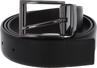 VALENTINO Leren Riem Bairone Classic Belt W110 Nero / Moro Zwart