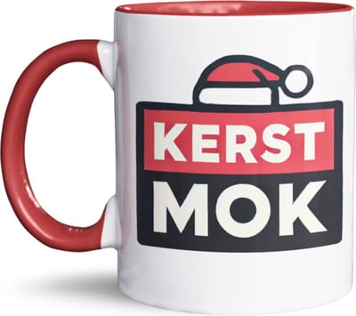 NietMokken.nl - Grappige Kerst Mok - Kerstmok 325 ml - Met Tekst "KERST MOK" en Kerstmuts - Bedrukt aan beide zijden - Beker/Tas voor Koffie en Thee - Leuk als Cadeau voor Koffieliefhebbers - Rode variant - Kerstcadeau Idee - 11 oz