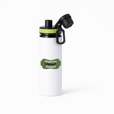 Hacebo® - happiness is being a stepdad waterfles met draaidop groen - Papa - de liefste stiefvader - vader cadeautjes - vaderdag - verjaardag - geschenk - kado - water fles - 850ML