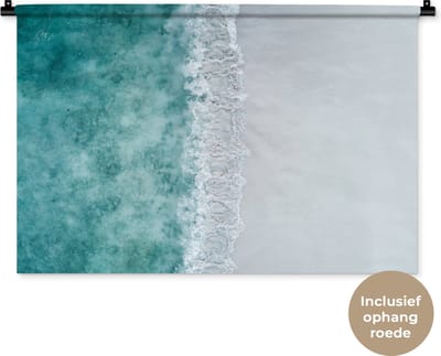 Wandkleed - Wanddoek - Strand - Zee - Golven - 90x60 cm - Wandtapijt