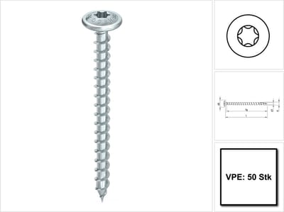Heco Topix-Plus Schroeven - Torx tellerkop - 8x 80mm - Voldraad (50 stuks)