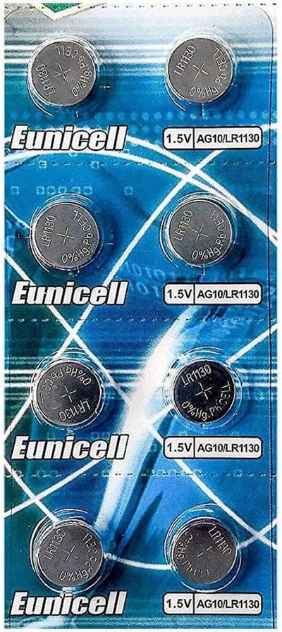 Knoopcelbatterij AG10 LR54 LR1130 189 389 389A 390 SR1130 L1130 - Set van 8 stuks