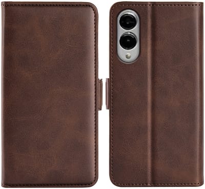 MobyDefend Hoesje - Geschikt voor Samsung Galaxy S25 Edge - Luxe Wallet Book Case (Sluiting Zijkant) - Bruin