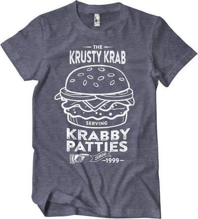 Spongebob The Krusty Krab Serving Krabby Patties T-Shirt Navy/Heather-XL