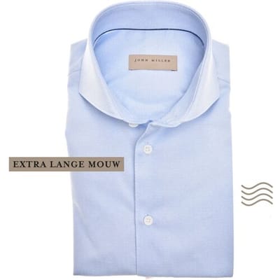 John Miller Overhemd Extra Long Sleeve Rich Texture Uni Color Easy Care Mouwlengte 7 Licht Blauw / male