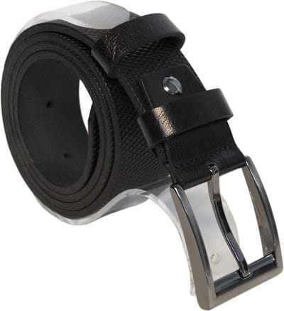 Heren Riem Zwart Leer - Dames Riem Zwart Leer - 4 cm Breed Met Een Gestippeld Patroon - Taillemaat 95 cm