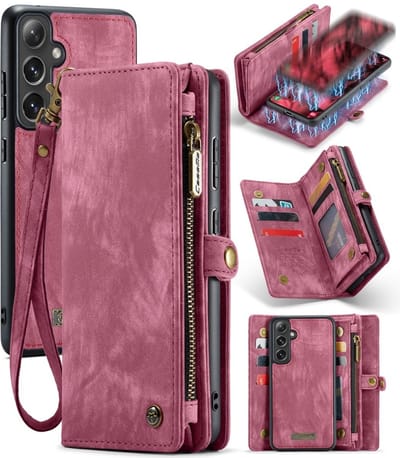 Caseme Geschikt voor Samsung Galaxy S24 hoes - Vintage 2 in 1 portemonnee - Rood