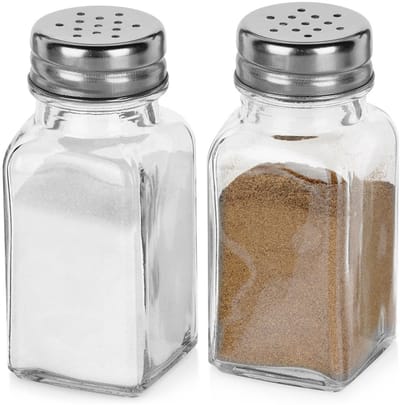 Peper en Zout Vaatje Glas 80 ml 2 stuks - Stooier - Stel - Zoutvaatje - Pepervaatje - Peperstel en Zoutstel Set - Kruidenpotjes
