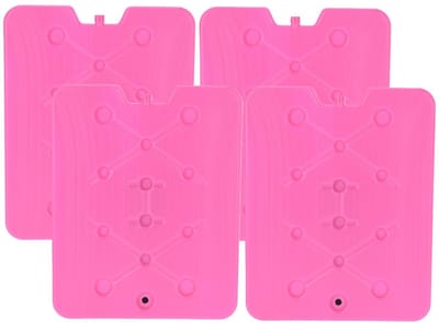 Excellent Houseware Koelelement Ice Pack - 4x - roze - plat - polyethyleen - 900 gram - 32 x 25 x 1 cm - schijf
