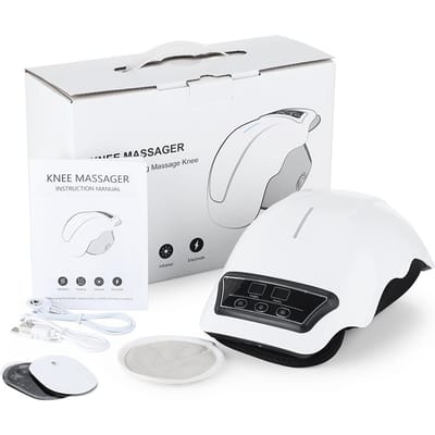 Draadloze Knie Massager Infrarood Verwarming Vibratie Knie voor Zwelling Stijve Gewrichten Gespannen Banden Spieren Blessures wit