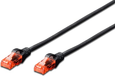 Digitus DK-1617-0025/BL RJ45 Netwerkkabel, patchkabel CAT 6 U/UTP 25.00 cm Zwart Halogeenvrij, Verdraaide paren 1 stuk(s)