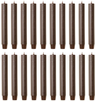 Rustik Lys chique mooie dinerkaarsen pak van 20 stuks 2.6 x 18 cm in de kleur Donkerbruin
