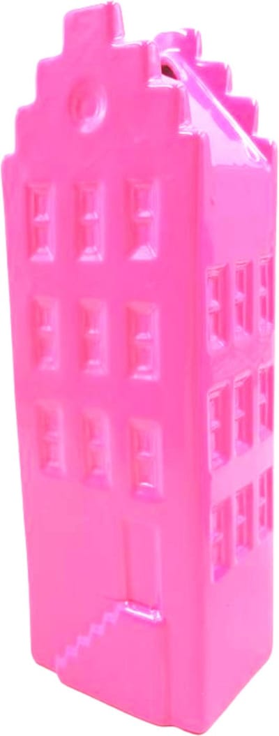 Bloemenvaas- Huis Vaas- Keramiek-Fluor Roze- 7,5x6x23 cm