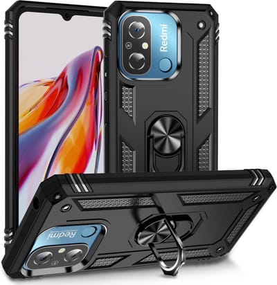 Coverup Hoesje - Geschikt voor Xiaomi Redmi 12C Hoesje - Coverup Ring Kickstand Back Cover - Zwart