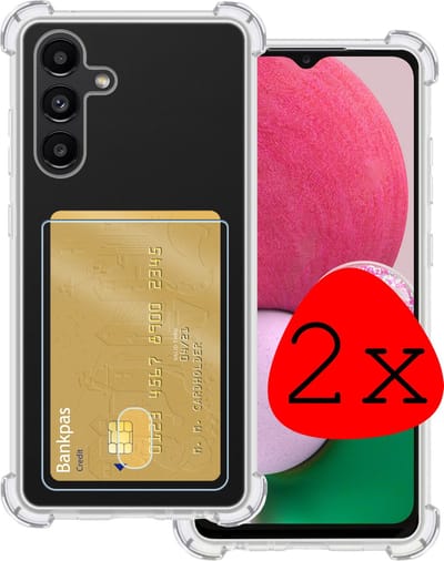 Hoesje 2 Stuks - Geschikt voor Samsung Galaxy A13 5G - Met Pashouder en Kaarthouder - Telefoon Hoes Shockproof - Siliconen Case - Back Cover - Shock Proof - Pasjes Houder - Transparant