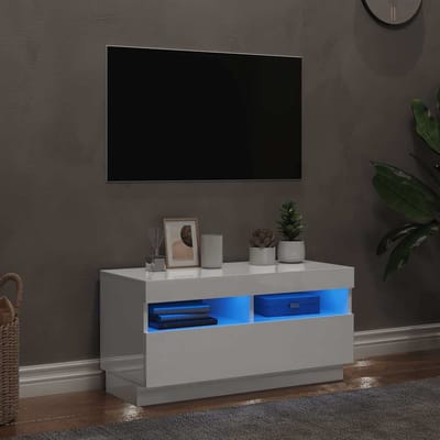 vidaXL - Tv-meubel - met - LED-verlichting - 80x35x40 - cm - hoogglans - wit