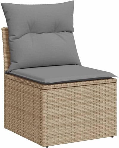 Tuinbank zonder armleuningen met kussens - Beige Poly Rattan Buitenbank Lounge Stoel