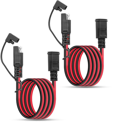 2 Stuks 16 AWG SAE naar SAE Verlengkabel met Polarity Reverse Adapter, Snelle Ontkoppelbare Plug, Ideaal voor Auto's en Zonnepanelen - 1M Kabel voor Betrouwbare Verbindingen