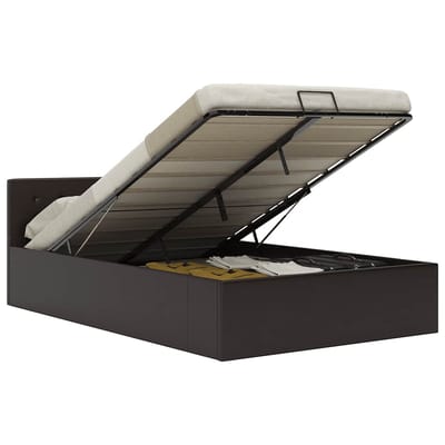 vidaXL - Bedframe - met - opslag - hydraulisch - kunstleer - grijs - 120x200 - cm