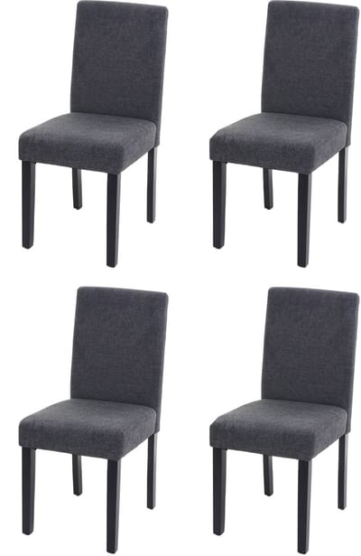 Set van 4 eetkamerstoelen Keukenstoel Littau ~ textiel, antracietgrijs, donkere poten