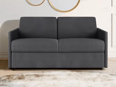 Vente-unique Tweezitsslaapbank express van stof CALIFE - Grijs - Slaapoppervlak 120 cm - matras 18 cm
