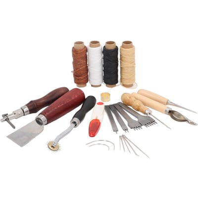 Leerbewerkingsgereedschap Handgemaakte Leren Tassen DIY Reparatiegereedschap Kits voor Stikken Ponsen Snijden brown