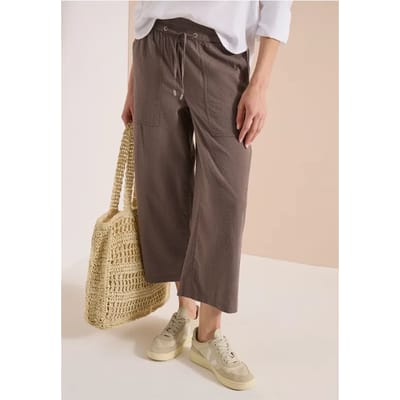 3/4 Wide Legs broek in seersucker kwaliteit