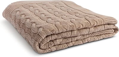 Luxe Gebreide Plaid Taupe 130x170 cm Katoen - Comfortabele Woondeken