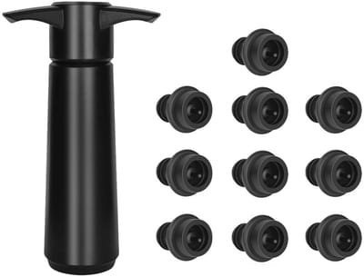 Dailygoods - Wijnvacuümpomp, wijnpompset met 10 stoppen, wijnpompstop voor het bewaren van wijn, wijnpomp met 10 vacuümstoppen, voor wijnflessluiting