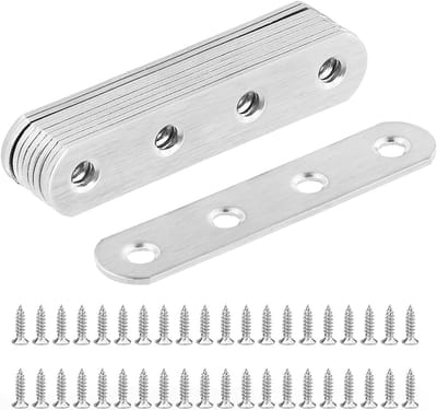 10 Stuks RVS Perforated Plate Beugels 77x16x2mm - Hoekbeugels voor Metaal en Hout met 40 Montage Schroeven