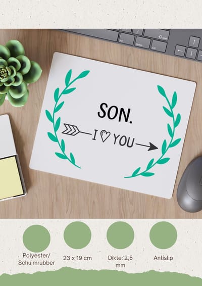 Akyol - son i love you Muismat - Zoon - de liefste zoon - verjaardag - cadeautje voor zoon - zoon artikelen - kado - geschenk - 23 bij 19 cm