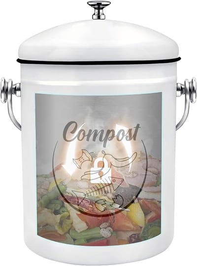 Compostbak Keuken - Voedselafvalemmer GFT - Keuken Afval Verzamelen - Roestbestendig Metaal - 5 Liter - Meerkleurig