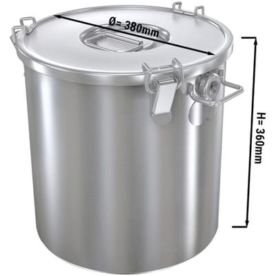 GGM Gastro Speisebehälter mit Deckel - Edelstahl - Ø 380mm - 36 Liter Zilver