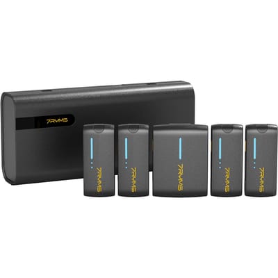 7RYMS iRay DW40 4-kanaals Mini Draadloze Microfoon Mono/ Stereo 200M Zenderbereik AI Ruis zwart