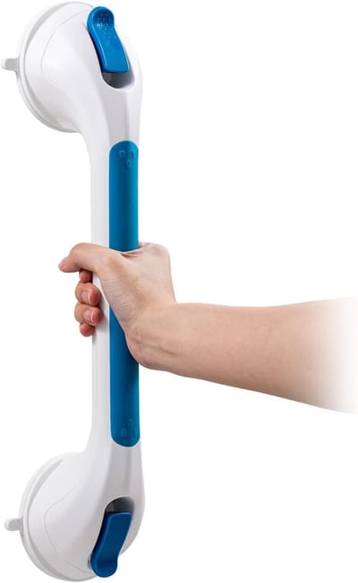 Zuignapgrepen Badkamer - Veiligheidshandgrepen Douche - Ondersteuning Balans - Eenvoudige Installatie Zonder Gereedschap - 43 cm Lang - Blauw