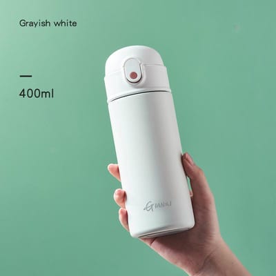 304 Roestvrijstalen Thermosbeker Halloween Huisfeest Vleermuispatroon Dagelijks Eén Klik Open Deksel Verzegeld Lekvrij Vacuüm beker 400-500ml white