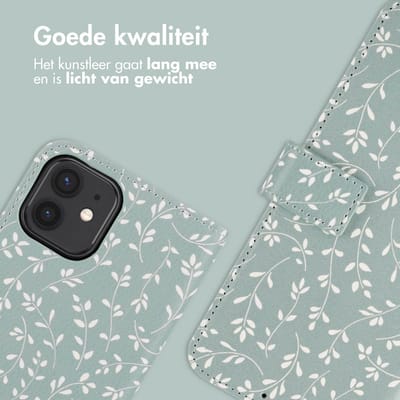 imoshion Hoesje - Geschikt voor Apple iPhone 11 - Design Bookcase smartphone - Smoke Green Flowers