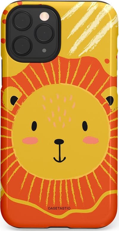 Casetastic hoesje geschikt voor Apple iPhone 11 Pro - Dubbellaagse bescherming - Vrolijke leeuw - Fashion Case - Goud Rood Oranje