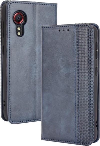 Coverup Hoesje - Geschikt voor Samsung Galaxy Xcover 5 Hoesje - Coverup Vintage Style Book Case - Blauw