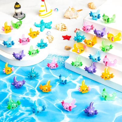 10/20 stuks Mini Axolotl Figuurtjes Kleine Figuur Willekeurige Kleur Miniature Dierjes Ornamenten ideaal voor DIY Elfentuin Potplant W12131WW- blue