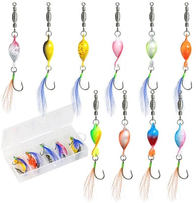 Dailygoods- Spinners 360° draaibaar - Veelkleurig kunstaas - Spiraalvormig design - Hoogwaardig messing - Set van 10 visaas - Lage weerstand