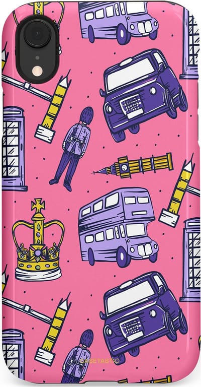 Casetastic Hoesje Geschikt voor Apple iPhone Xr - Stijlvolle Beschermende Duo-layer Case - Brits London Roze Avontuur - Londen