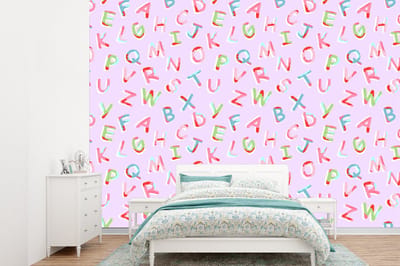 Behang - Fotobehang Alfabet - Letters - Patroon - Breedte 360 cm x hoogte 260 cm