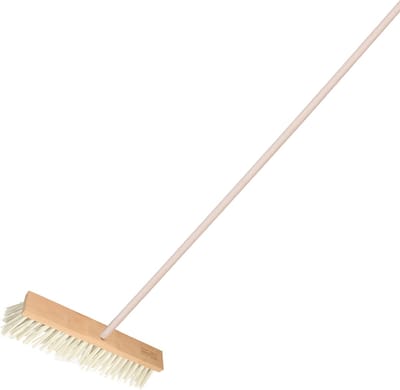 Sorex Straatbezem Rocky voor buiten gebruik - Kunstvezel kop 50 cm - wit - Houten steel 140 cm