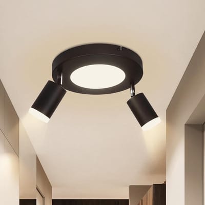 Glitzerlife - Inbouwspot LED 2-Lichts - GU10 Fitting - Draaibaar 350° - 20W 3000K Warm Wit - Moderne Ronde Inbouwspot met Acryl Paneel - Voor Keuken Slaapkamer Hal Woonkamer - Zwart