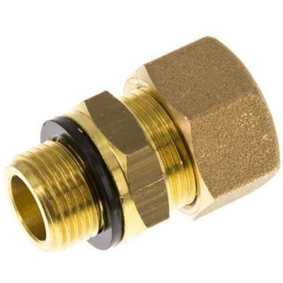 G 3/8'' Buitendraad x 14mm Messing Rechte Knelfitting met PA Afdichting 89 Bar DIN EN 1254-2