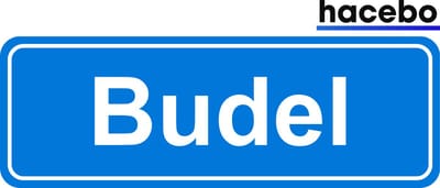 Hacebo - Plaatsnaam Sticker - 29x10 CM - Budel sticker - Verkeersborden sticker - grappige cadeaus - Budel